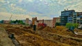 Construction side of new Vysocany train station seeing from the platform