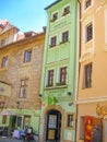 Prague, Czech Republic - 26 June, 2010: The Hotel Charming Prague Apartments At the Black Star at house of old architecture Royalty Free Stock Photo