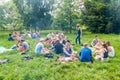 PRAGUE, CZECH REPUBLIC - JUNE 5, 2016: International students of Charles University during a barbecue party in Stromovka par