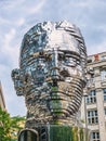 The kinetic sculpture or statue of Franz Kafka Rotating Head in Prague