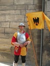 Prague, Czech Republic - June 26, 2010: A man dressed in a medieval knight costume at Prague Royalty Free Stock Photo