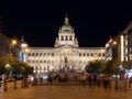 National Museum on Wenceslas Square in Prague at Night Royalty Free Stock Photo