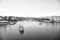 Prague, Czech Republic - June 03, 2017: Pleasure boats on Vltava river. travel by water transport. Holiday cruiser ships