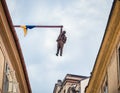 Sigmund Freud statue called Man Hanging Out by sculptor David ÃÅerny in Prague