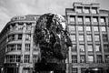 Prague, Czech Republic: the kinetic sculpture of `Franz Kafka`s Head` is an 11-meter-high work and is composed of 42 panels
