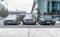 Mercedes Benz cars parked in row Royalty Free Stock Photo