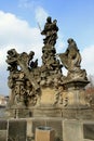 Prague, Czech Republic - 04.01.2013. Madonna and Saint Bernard sculpture on Charles Bridge Royalty Free Stock Photo