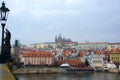 Prague, Czech Republic - March 2, 2024: Prague Castle on the hill, view from the town