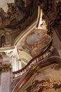 Prague, Czech Republic - March 15, 2020 The Church of Saint Nicholas, baroque painted ceiling, baroque interior