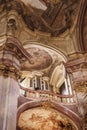 Prague, Czech Republic - March 15, 2020 The Church of Saint Nicholas, baroque painted ceiling, baroque interior