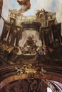 Prague, Czech Republic - March 15, 2020 The Church of Saint Nicholas, baroque painted ceiling, baroque interior