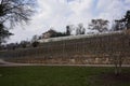 Prague, Czech Republic - March 26, 2021 - Grebovka park- The vineyard with a romantic gazebo lies on a steep slope Royalty Free Stock Photo