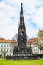 Prague, Czech republic - March 19, 2020. Krannerova kasna in park by Smetana riverbank