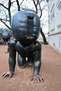 Metal crawling baby sculptures by David Cerny artist in Kampa Island, Prague