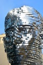 Prague, Czech Republic - March 4, 2024: rotating slices of metal Franz Kafka\'s head sculpture by David Cerny artist