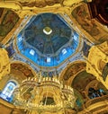 The dome and chandelier of St Nicholas Church, on March 5 in Prague, Czech Republic