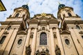 Prague, Czech republic - March 19, 2020. St. Nicholas Church in Old Town Square during coronavirus crisis and travel ban Royalty Free Stock Photo