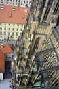 Prague old town view, Saint Vitus Cathedral. Corner tower Royalty Free Stock Photo