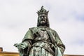 Prague, Czech republic - March 19, 2020. Statue of Charles IV - Karel IV - at Krizovnicke namesti by Charles bridge