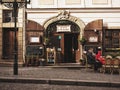 vintage cafe on the tourist street of the capital Royalty Free Stock Photo