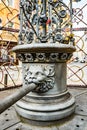 Prague, Czech republic - March 19, 2020. Water well with Czech lion symbol on the top Royalty Free Stock Photo