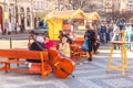 PRAGUE, CZECH Republic, March 27, 2012:Wenceslas square, street cafes in Prague Royalty Free Stock Photo