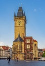 Prague, Czech Republic - May 2019: City Hall tower on Old Town square Royalty Free Stock Photo