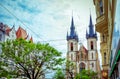 Cityscape with Parish church of St. Anthony of Padua building in Prague