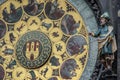 Close-up of the calendar plate of the ancient medieval Astronomical Clock Royalty Free Stock Photo