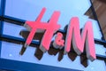 PRAGUE, CZECH REPUBLIC - MAY 2017: close up shot of H&M logo. H & M Hennes & Mauritz AB is a Swedish multinational retail-clothing