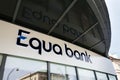 Equa bank financial company logo on Czech headquarters building Royalty Free Stock Photo