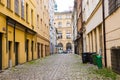 PRAGUE, CZECH REPUBLIC - MAY 30, 2017: Old Street in Prague at the morning, European travel