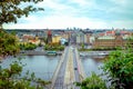 Spring cityscape of Prague with Vltava River