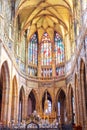 Prague, Czech Republic - May 2019: St. Vitus Cathedral interiors in Prague Castle