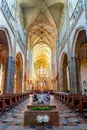 Prague, Czech Republic - May 2019: St. Vitus Cathedral interiors in Prague Castle