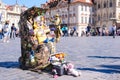 PRAGUE, CZECH REPUBLIC - MAY 2017: Street artists work in the square in Prague Royalty Free Stock Photo