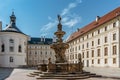 Prague, Czech Republic - May 10,2021. UNESCO monument of Prague Castle consists of palaces and buildings of various architectural