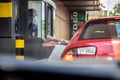 Prague, Czech Republic - 11.08.2021: McDonald's restaurant, baying meal by drive thru from the car in Prague, Czech