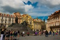 PRAGUE, CZECH REPUBLIC: Monument to Jan Hus on Old Town Square in Prague Royalty Free Stock Photo