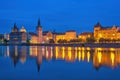 Prague Czech Republic, night city skyline at Charles Bridge, Czechia Royalty Free Stock Photo