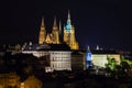 Prague, Czech Republic. Night photo of Castle and historical buildings Royalty Free Stock Photo