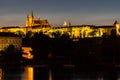 Prague, Czech Republic. Night photo of Charles Bridge, Castle and historical buildings Royalty Free Stock Photo