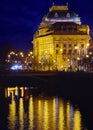 Prague, Czech Republic. Nighttime view at National Theater (Narodni Divadlo)