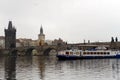 PRAGUE, CZECH REPUBLIC - NOVEMBER 27, 2012:Charles bridge - medieval bridge in Prague over the river Vltava. It is decorated with