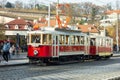 Ringhoffer MV historic tram 2172 of DPP in Prague with slight motion blur effect Royalty Free Stock Photo