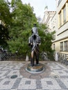 Prague, Czech Republic - November 01, 2018 Statue of Franz Kafka by artist Jaroslav RÃÂ³na. Statue depicts Franz Kafka riding on