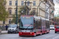 Prague Czech Republic - November 30: Tram at old street in Prague, Czech Republic