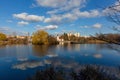 View of the Hamersky pond and blue sky in water Royalty Free Stock Photo