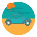 Retro vintage car cute illustration