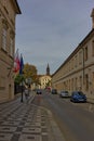 Atmospheric street in Prague\'s Mala Strana district. Royalty Free Stock Photo